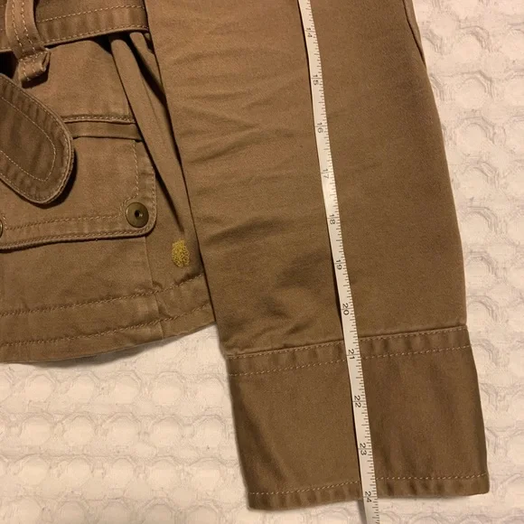 J Crew Tan Safari Style Belted Button Front Cotton Jacket S - Picture 11 of 13